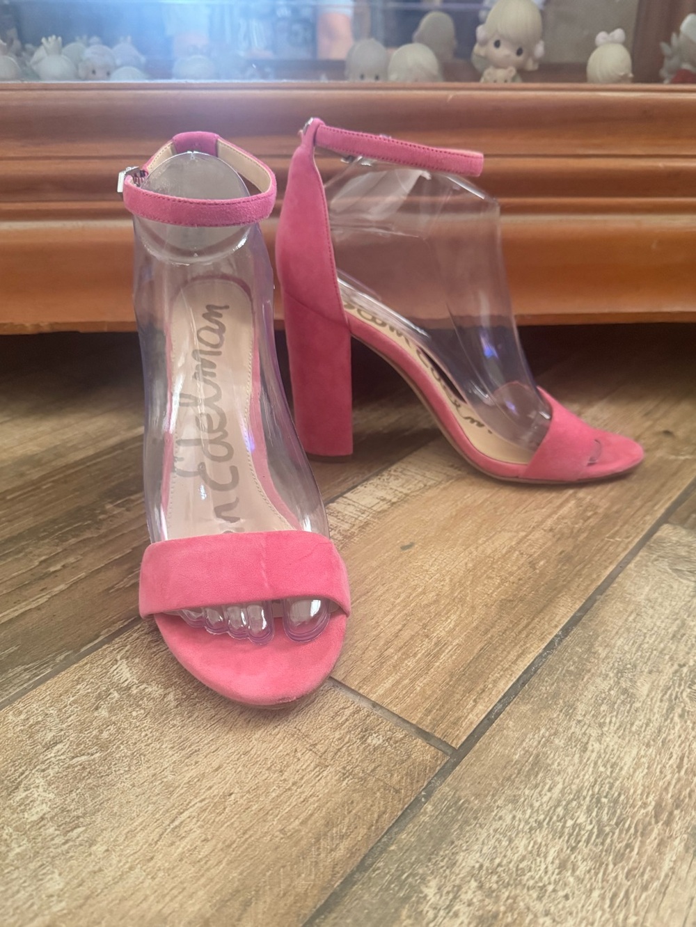Sam Edelman Pink Suede Ankle-Strap Heel Sandals Size 8